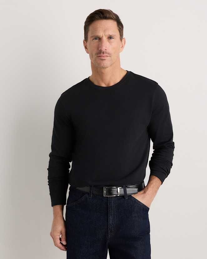 Bold Black 100% Organic Cotton Slub Long Sleeve Tee