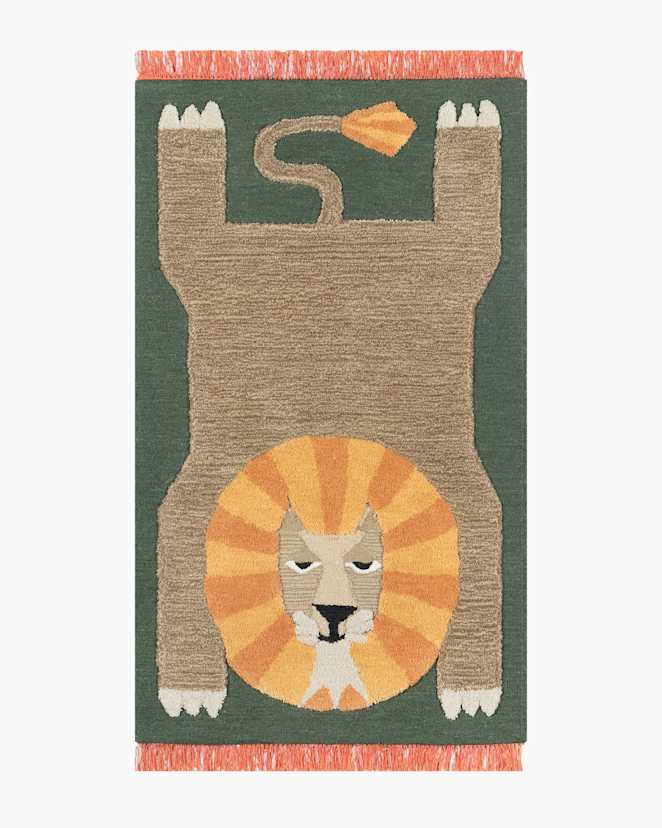 Lion Playful Animals Hand-Tufted Wool Rug
