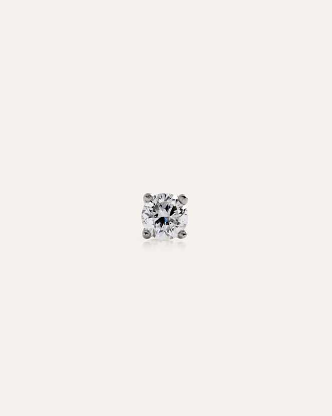 White Gold 14K Gold Lab Grown Diamond Round Tiny Flat Back Stud - Single