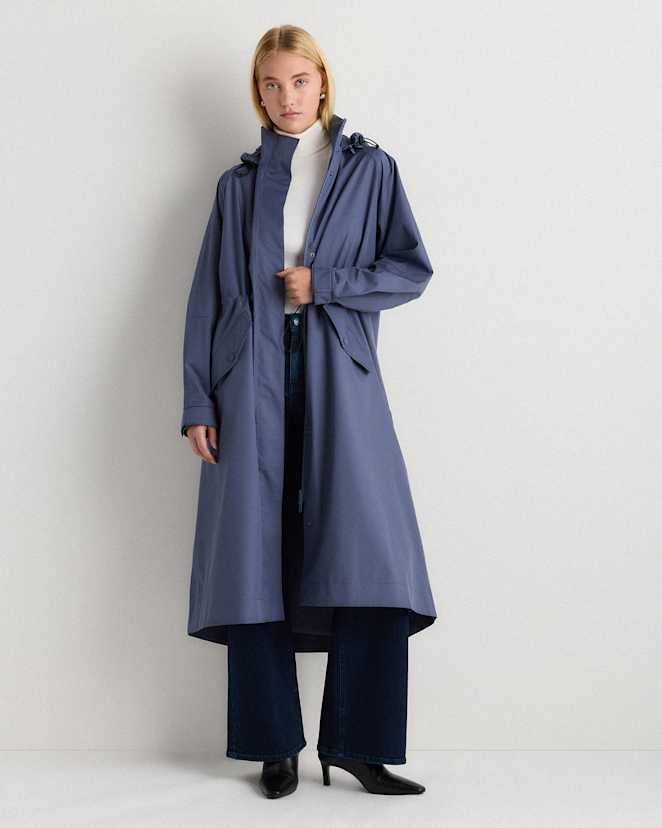 Storm Blue Weather Proof Rain Trench Coat