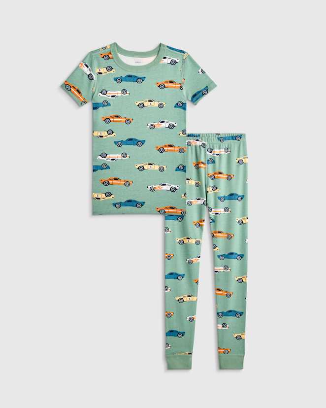 Racecars 100% Organic Cotton Short Sleeve and Pant Pajama Set