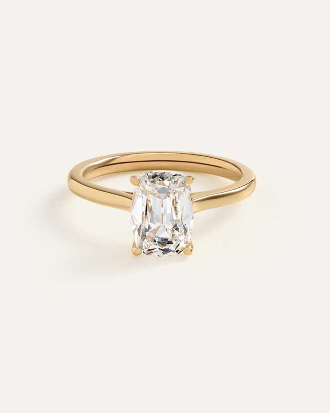Yellow Gold Lab Grown Diamond Antique Cushion Trellis Cathedral Engagement Ring - 2.5ct