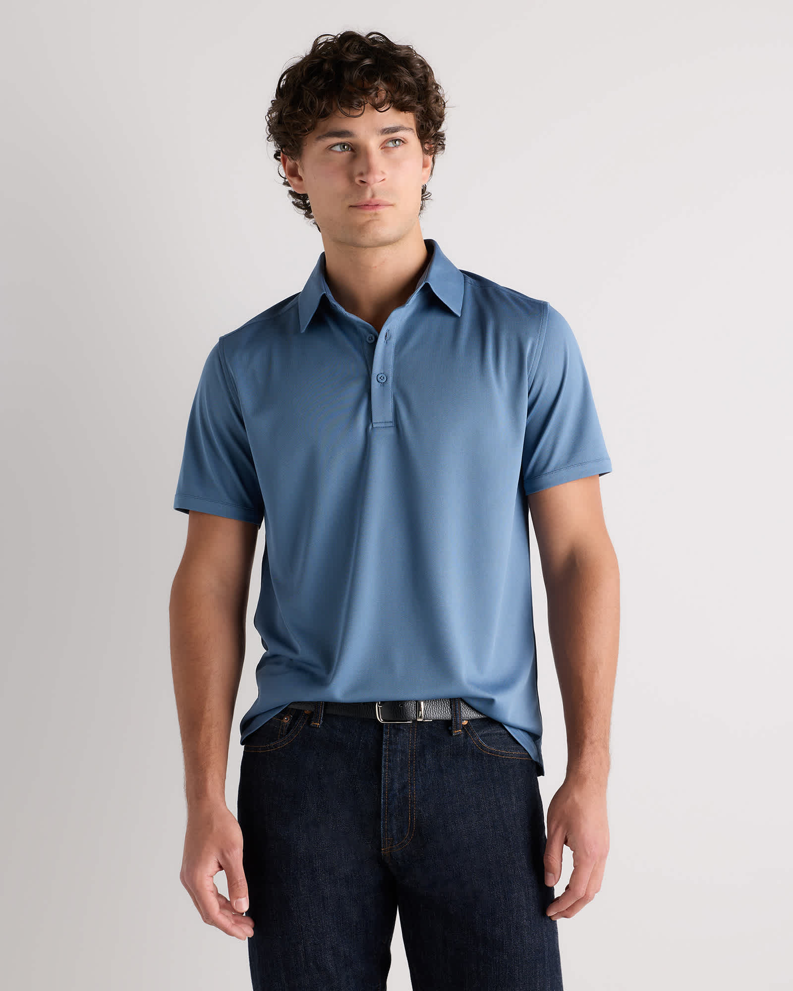Aegean Blue Commuter Stretch Pique Polo