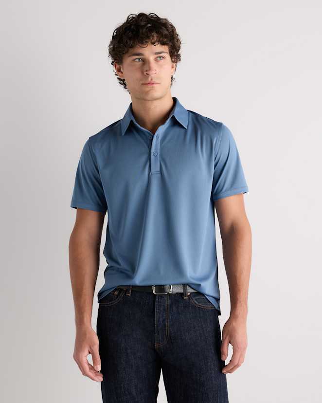 Aegean Blue Commuter Stretch Pique Polo