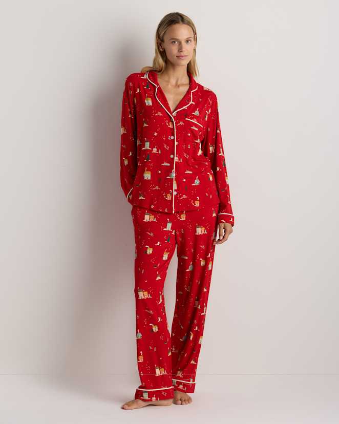 Holiday Scenic Bamboo Jersey Long Sleeve Pajama Set
