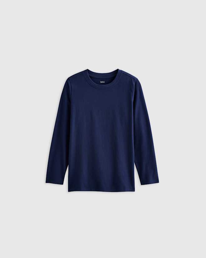 Navy T-shirt à manches longues en jersey 100 % coton biologique