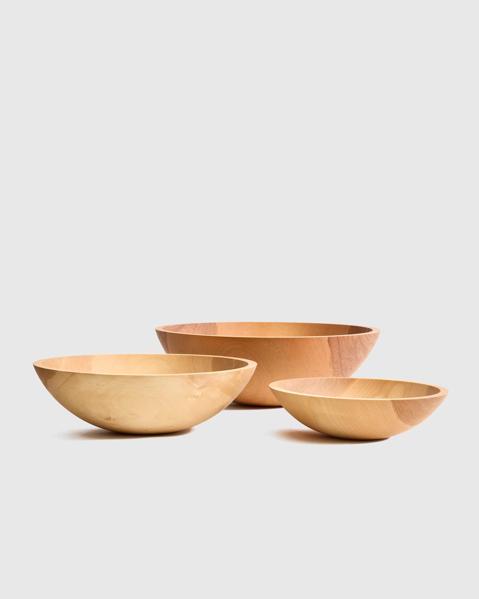 beech-wood Handcrafted Wooden Serving Bowl, Nesting Set of 3
