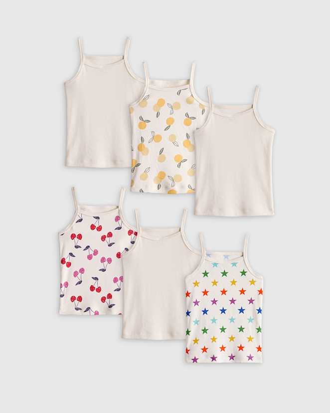 White Multi Pack 100% Organic Cotton Cami 6-Pack