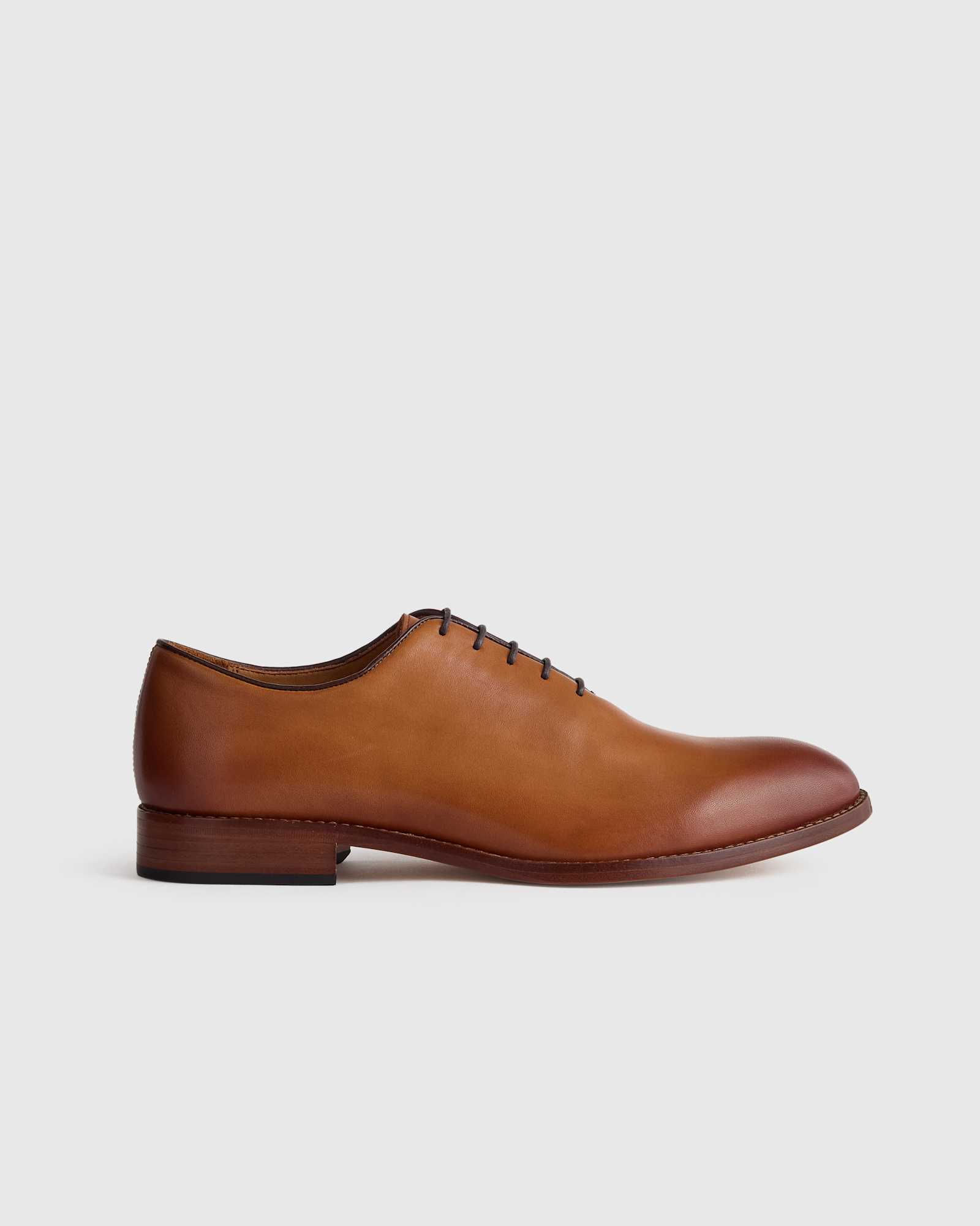 tan Calfskin Leather Plain Toe Oxford
