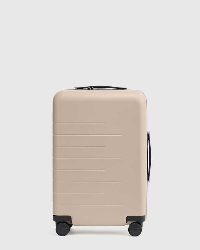 Tan Expandable Carry-On Suitcase