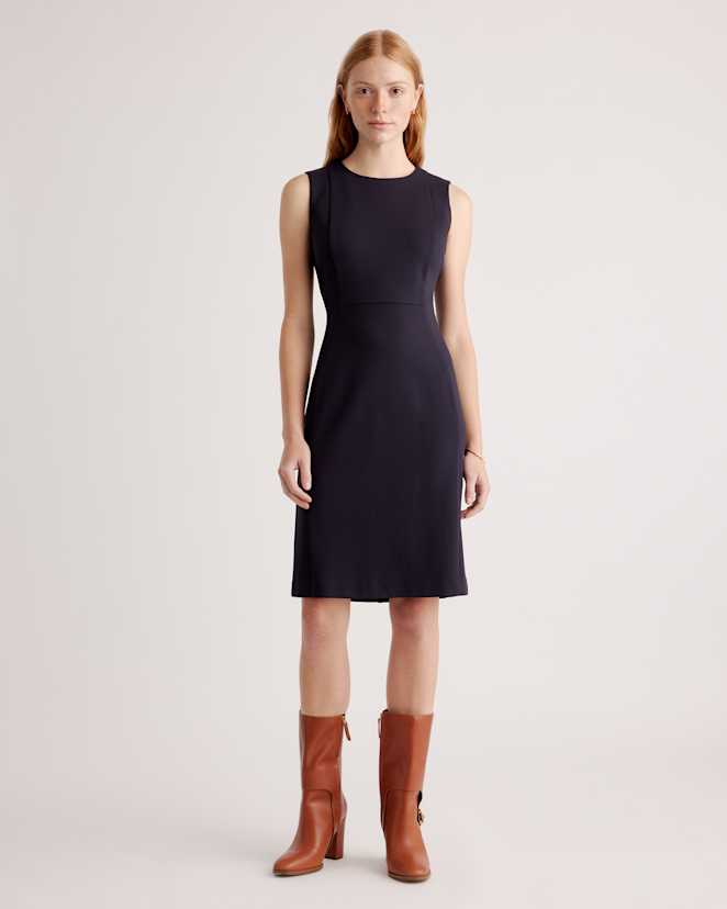Navy Ultra-Stretch Ponte Sleeveless Dress