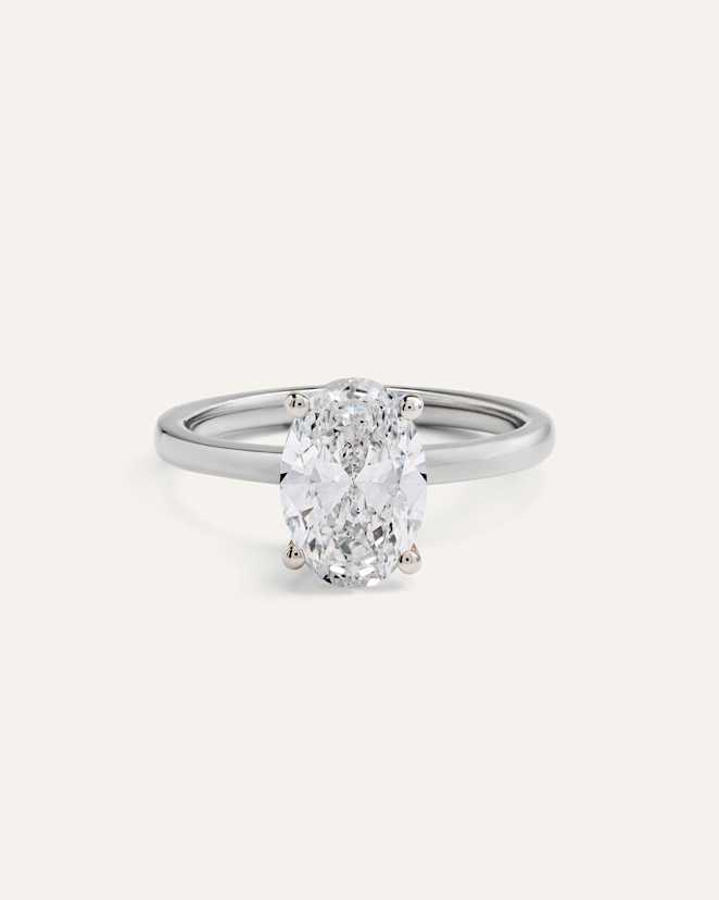 Platinum Lab Grown Diamond Oval Comfort Fit Engagement Ring - 2ct