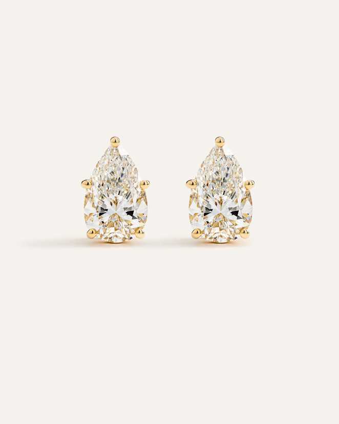 Yellow Gold 14K Gold Lab Grown Diamond Statement Pear Studs - 10ctw