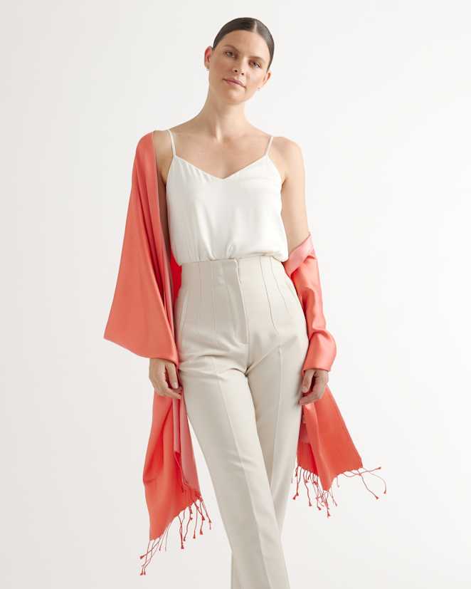Papaya 100% Silk Reversible Scarf