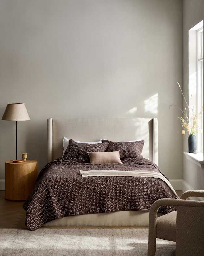 Espresso Organic Cotton Hand Stitched Quilt Set