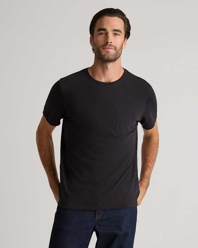 Bold Black 100% Organic Cotton Slub Pocket Tee