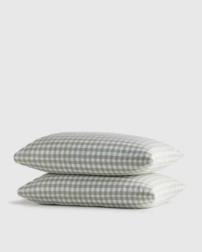 Willowleaf Organic Crisp Percale Gingham Pillowcase Set