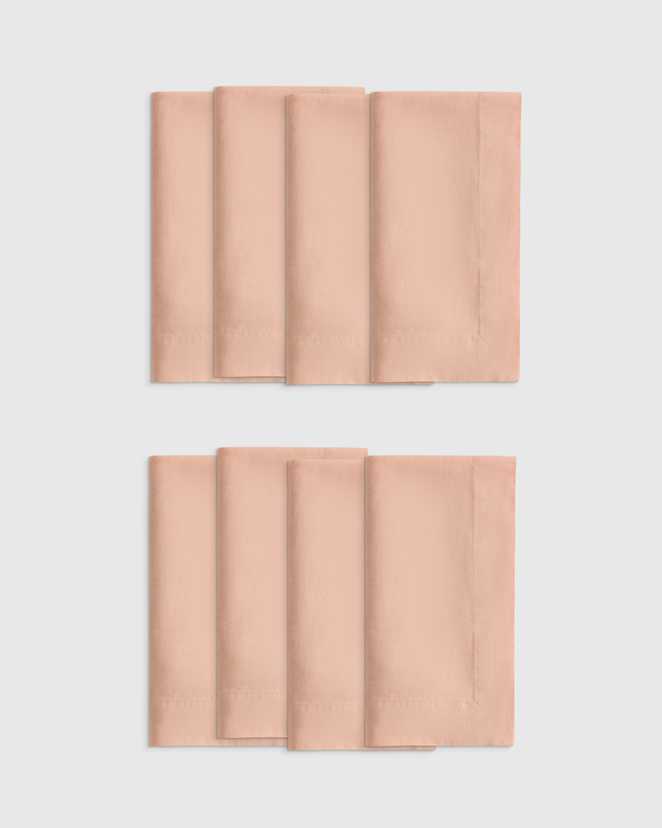 Peach European Linen Wide-Hem Napkins (Set of 8)