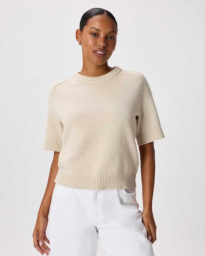 Speckled Beige 100% Organic Cotton Sweater Tee