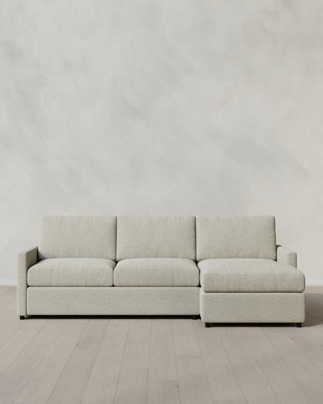 Flax Brennan Chaise Sectional in Performance Basketweave
