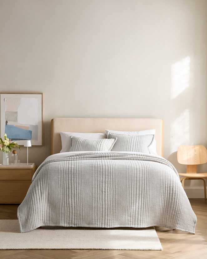 Cloud Organic Cotton Channel Stitch Coverlet Set