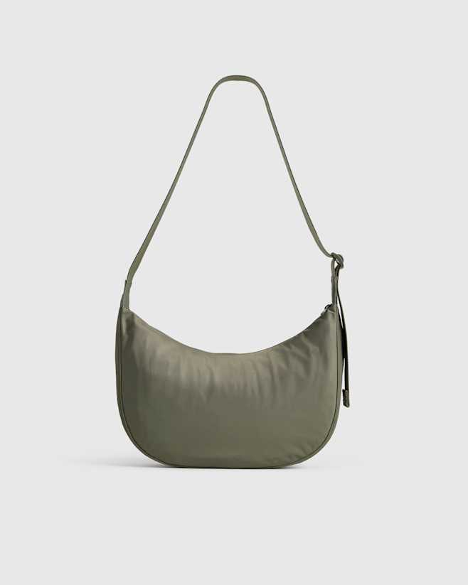 Olive Revive Nylon Crescent Shoulder Bag