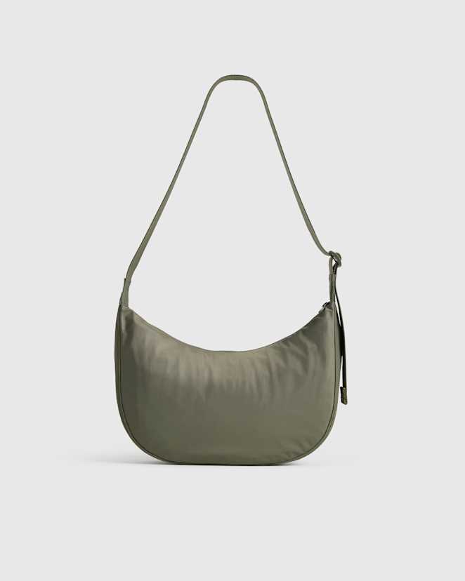 Olive Revive Nylon Crescent Shoulder Bag