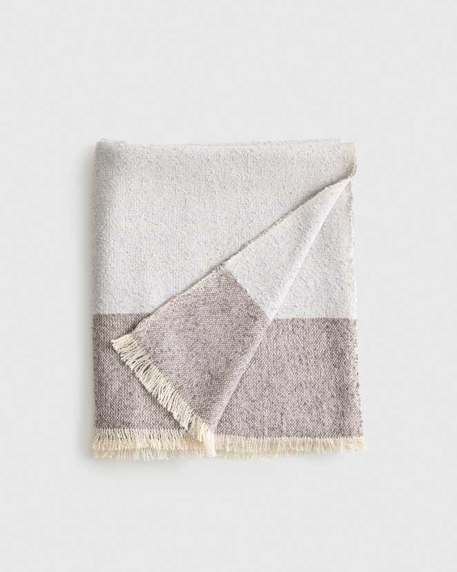 Mist/Graphite Silk Cashmere Striped Boucle Throw