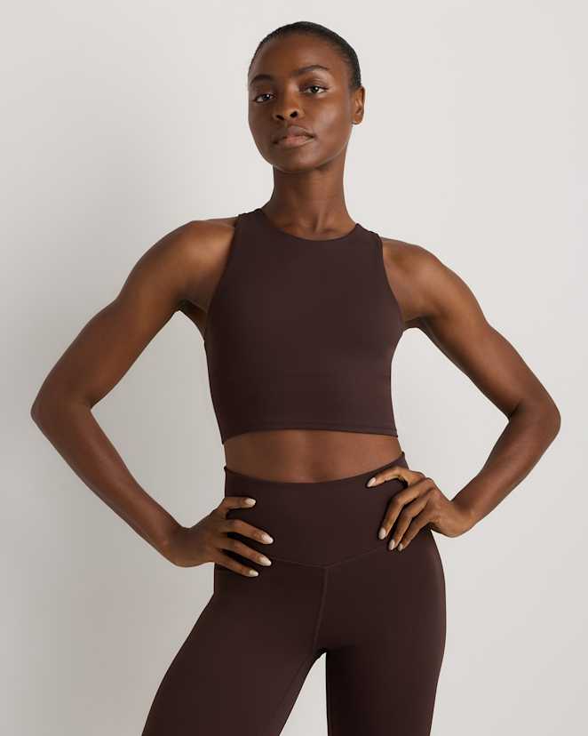 Espresso Ultra-Form High-Neck Cropped Tank