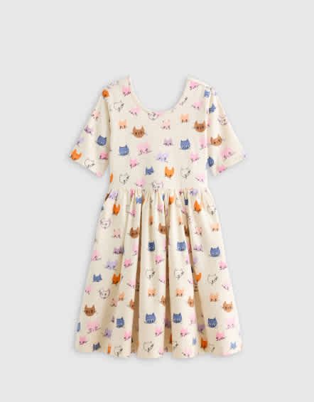 Cat Faces Organic Cotton Skater Dress