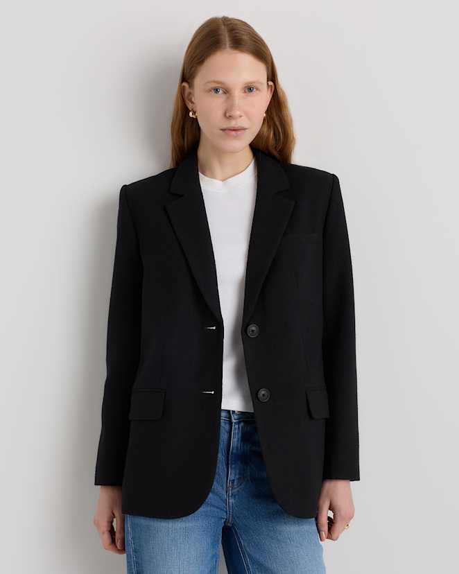 Black Italian Wool Oversized Blazer