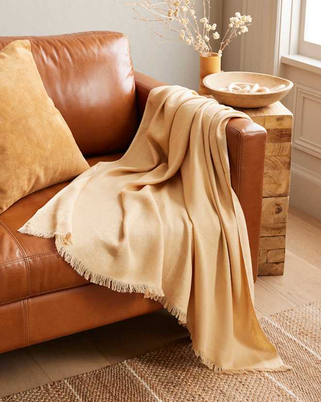 Beige Lightweight European Linen Throw