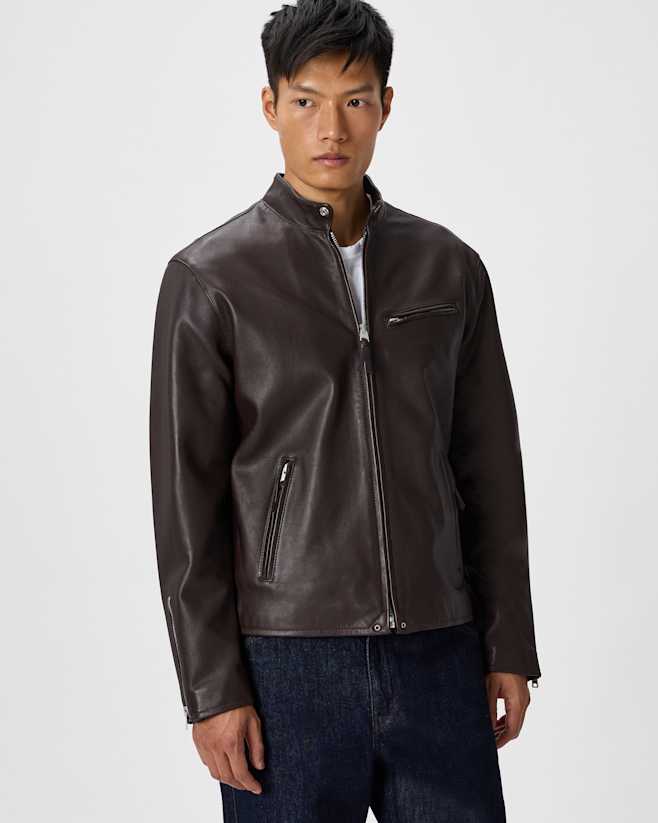 Rich Brown 100% Leather Café Racer Jacket