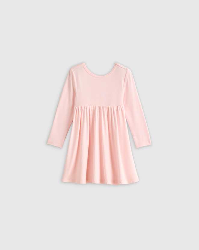 Gentle Pink Bamboo Long Sleeve Twirl Dress