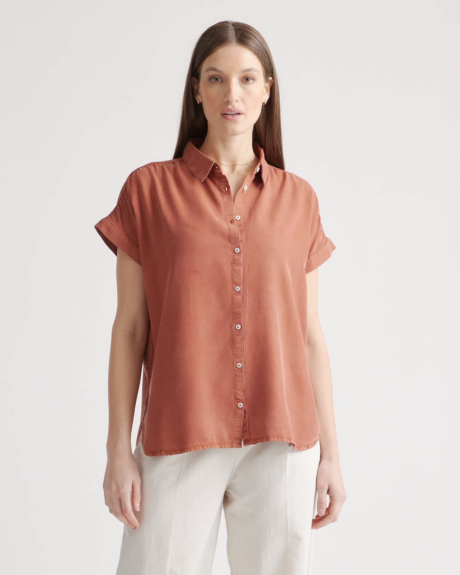 terracotta Vintage Wash Tencel Camp Shirt