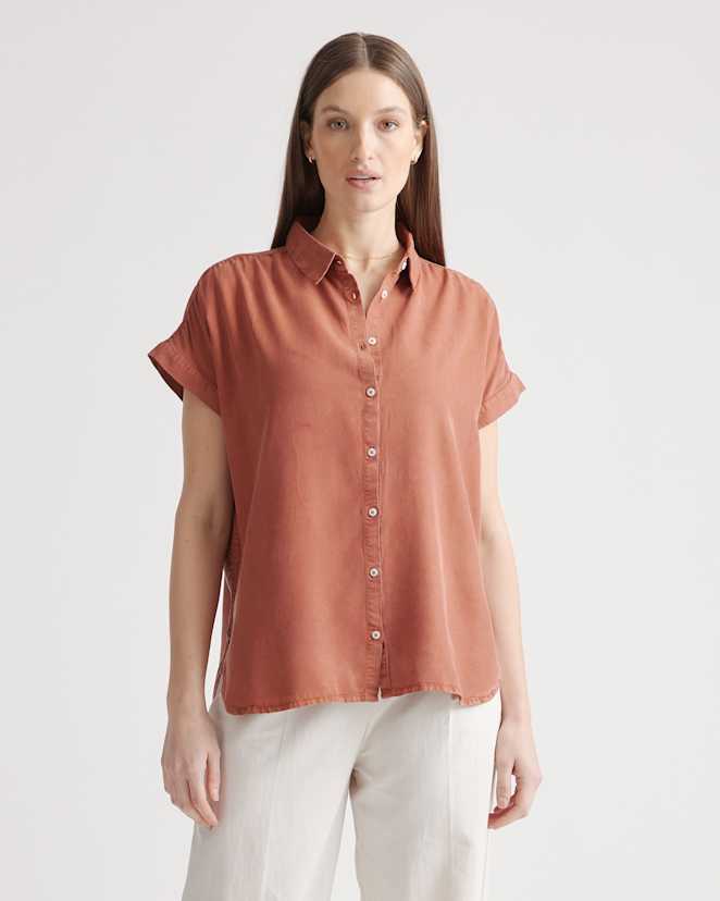 Terracotta Vintage Wash Tencel Camp Shirt