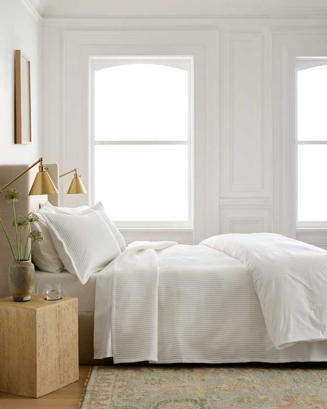 White Organic Cotton Matelasse Coverlet