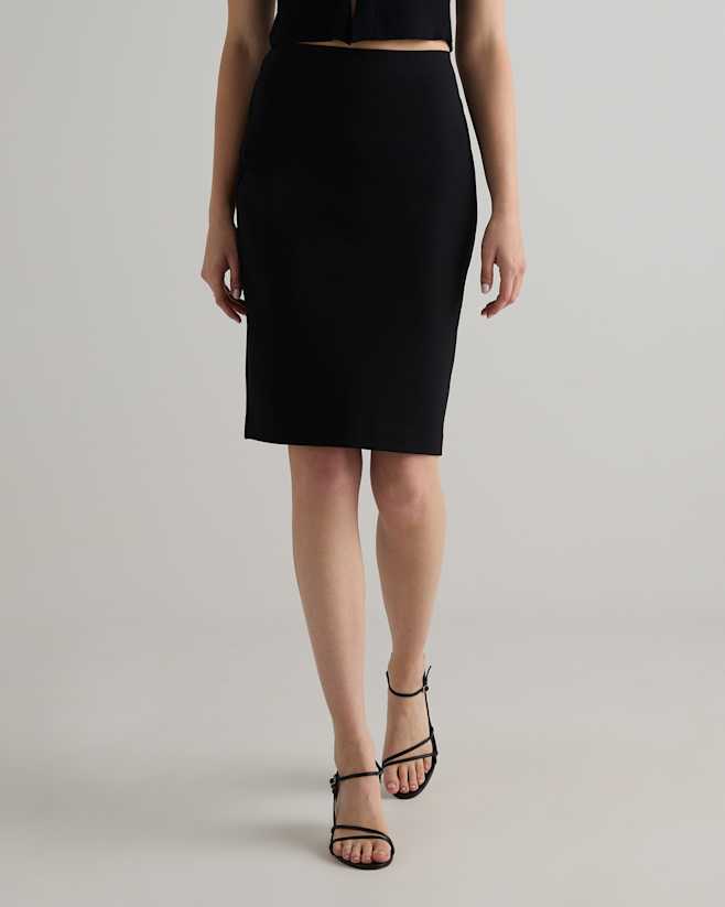Black Ultra-Stretch Ponte Pencil Skirt