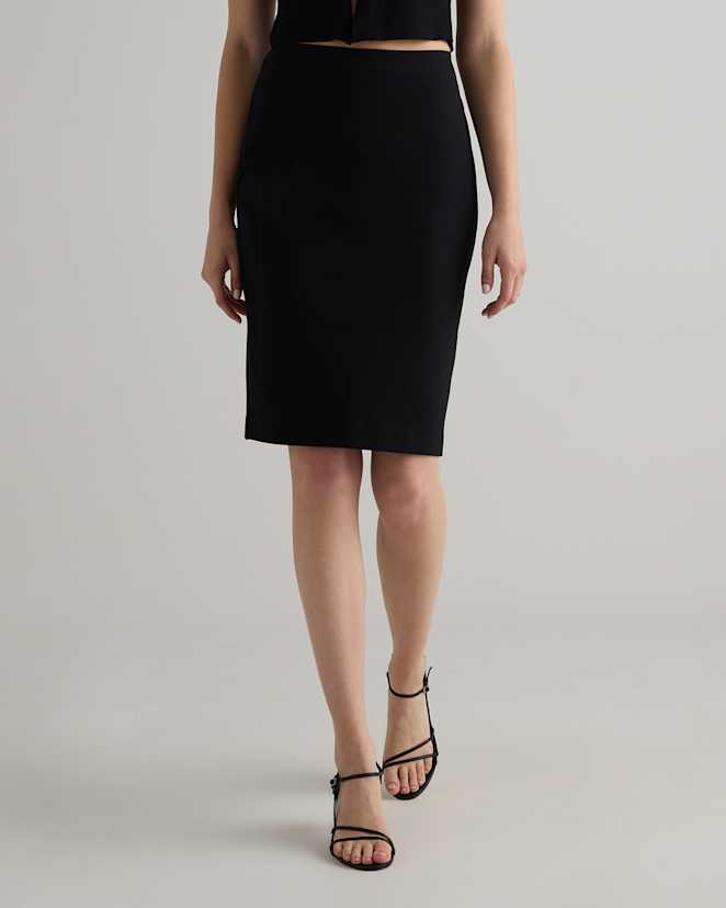 Black Ultra-Stretch Ponte Pencil Skirt