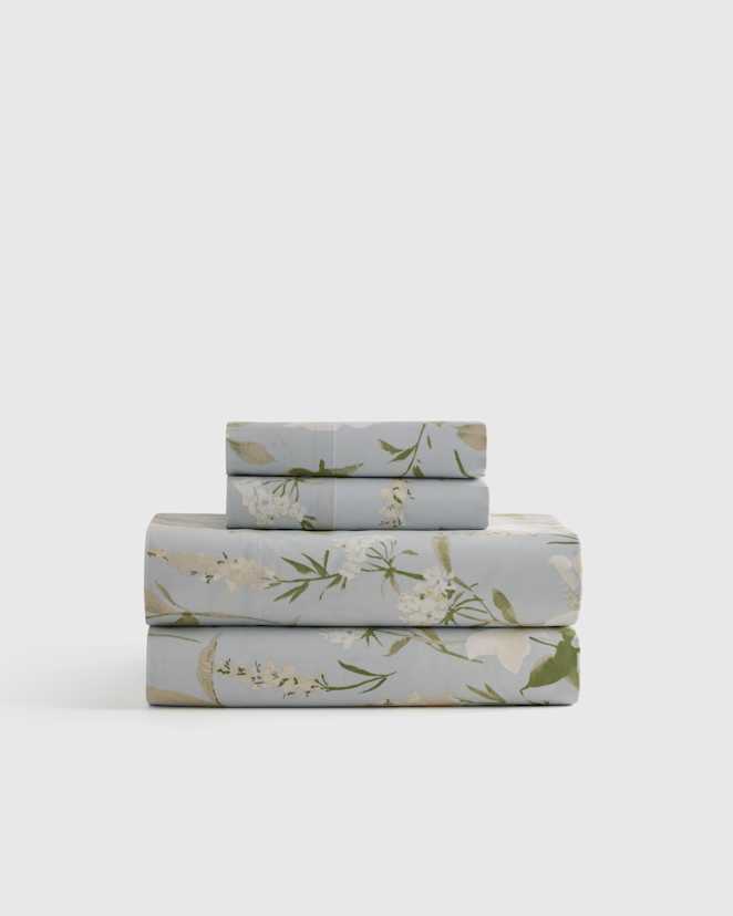 Blue Garden Classic Organic Percale Floral Sheet Set