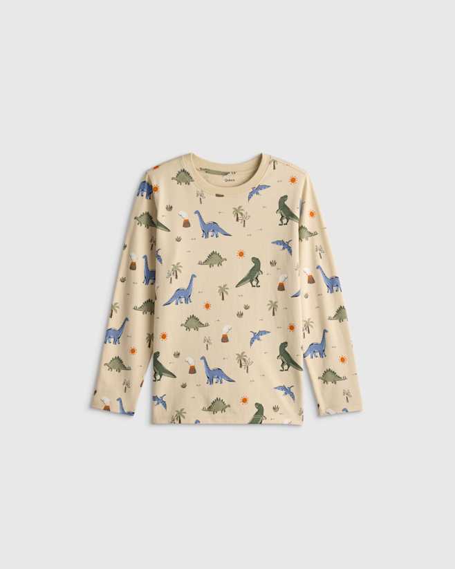 Dino Sketch 100% Organic Cotton Jersey Long Sleeve Tee