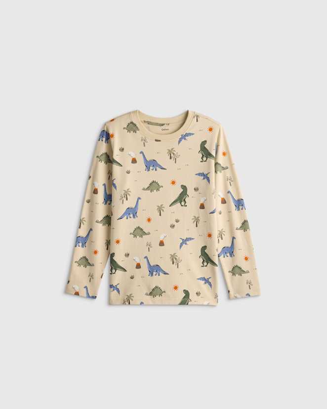 Dino Sketch 100% Organic Cotton Jersey Long Sleeve Tee