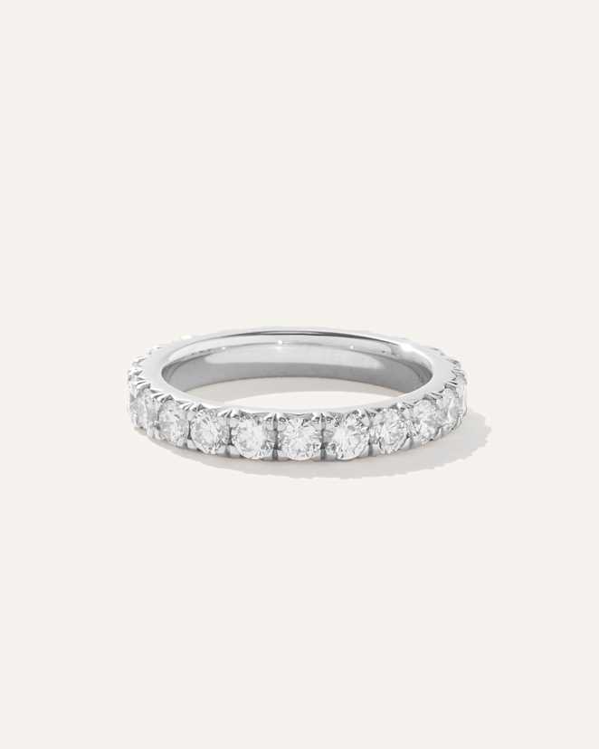 White Gold 14K Gold Lab Grown Diamond French Pave Eternity Band