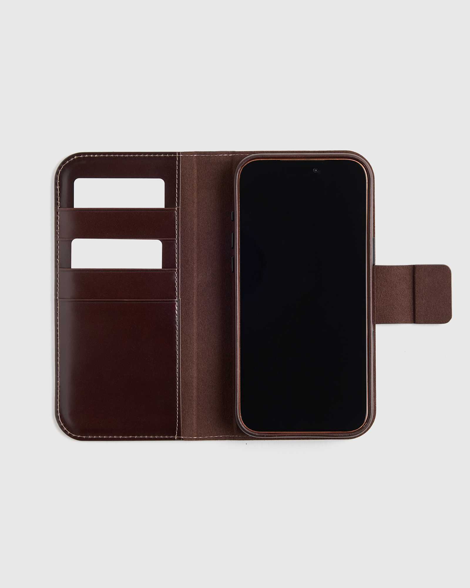Espresso Brown Italian Leather Phone 2-in-1 Folio Case