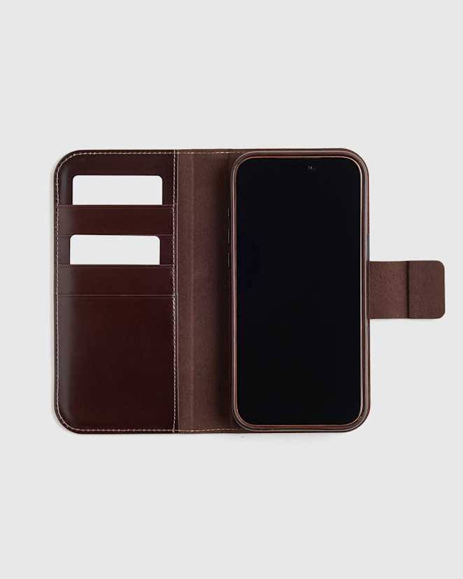 Espresso Brown Italian Leather Phone 2-in-1 Folio Case