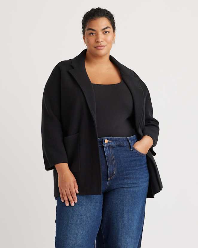 Black 100% Organic Cotton Knit Blazer