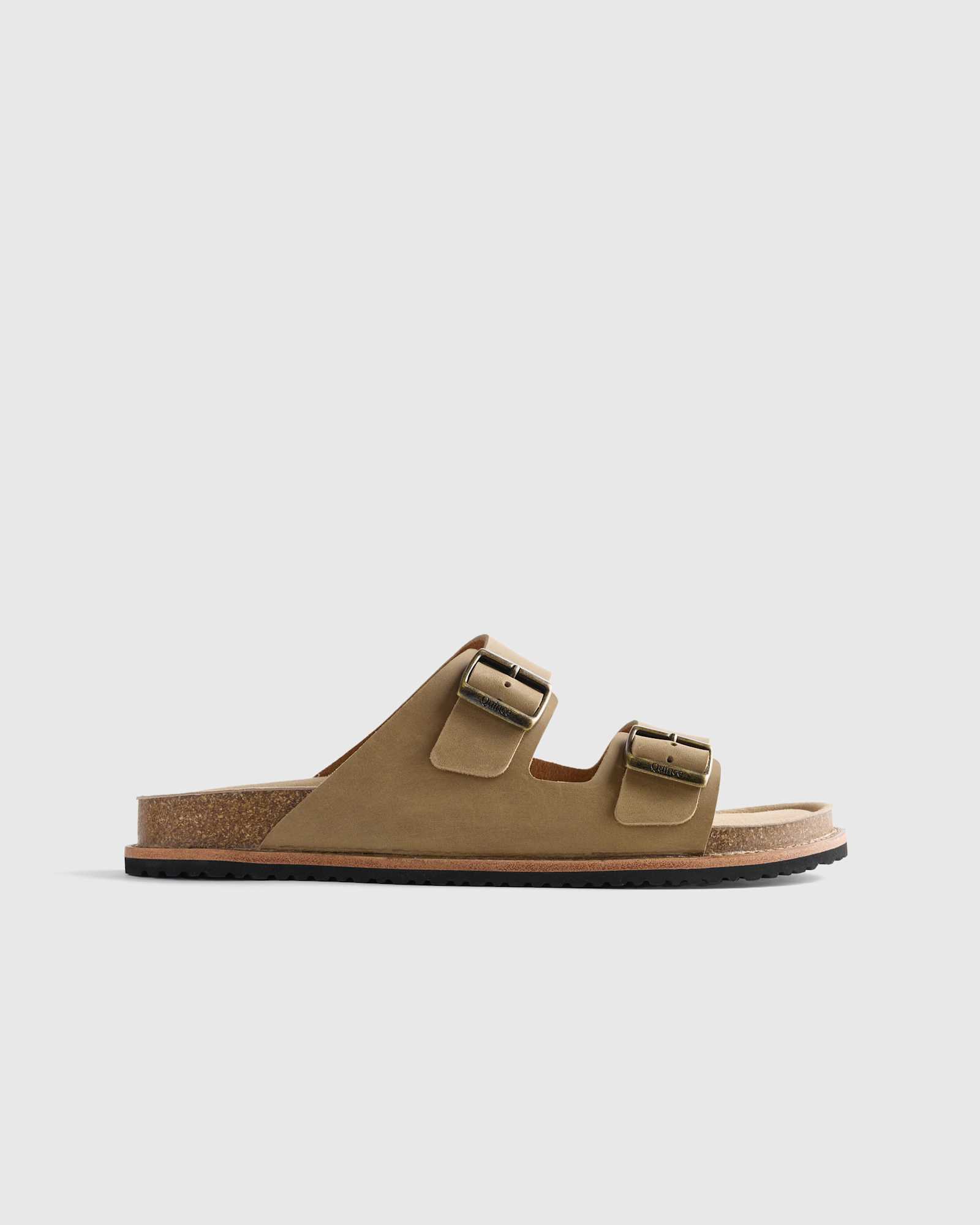 Wheat Nubuck Leather Double Buckle Slide