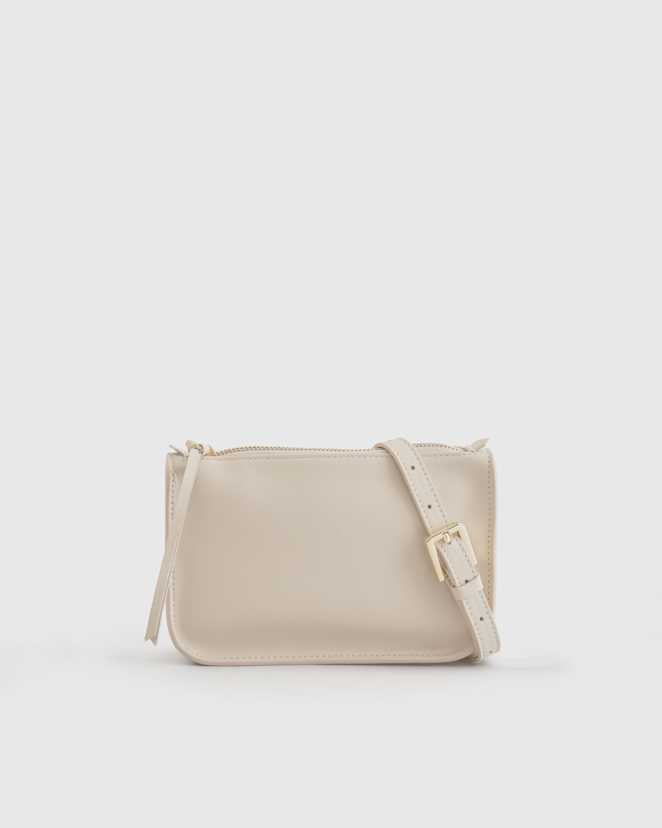Beige 100% Italian Nappa Leather Belt Bag