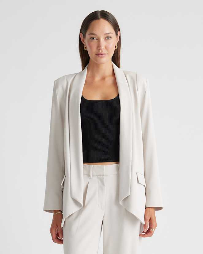 Sand Stretch Crepe Open Blazer
