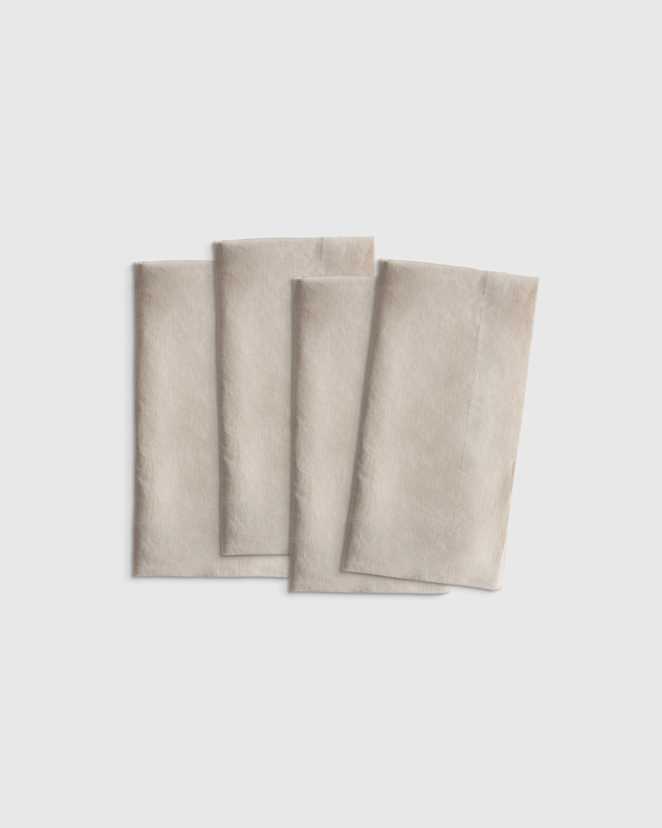 Sand European Linen Wide-Hem Napkins (Set of 4)
